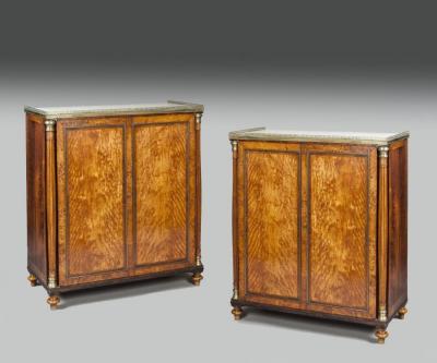 Pair of Georgian Satinwood Two Door Cabinets