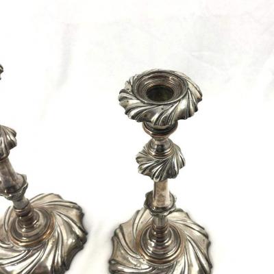 Pair of Georgian Silvered Candlesticks