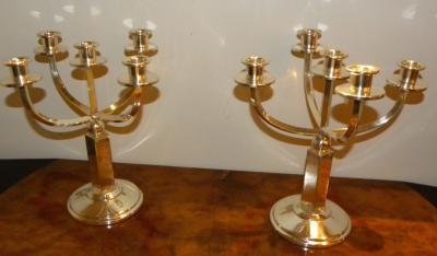 Pair of German Art Deco Modernist Candelabras