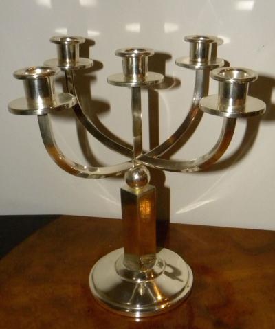 Pair of German Art Deco Modernist Candelabras