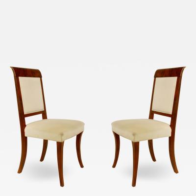 Pair of German Art Deco Walnut Side Chairs