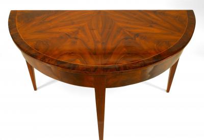 Pair of German Biedermeier Demilune Walnut Console Table