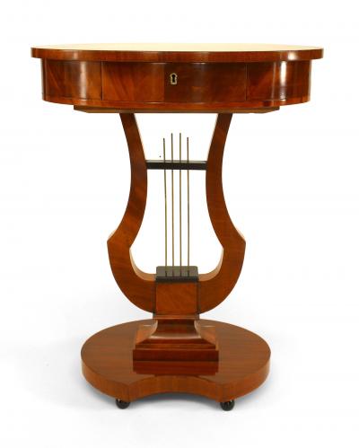 Pair of German Biedermeier Mahogany Lyre End Tables