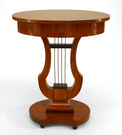 Pair of German Biedermeier Mahogany Lyre End Tables
