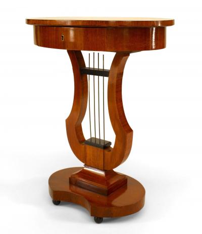 Pair of German Biedermeier Mahogany Lyre End Tables
