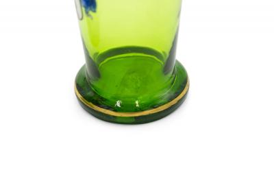 Pair of German Bohemian Green Glass Armorial Crest Vases