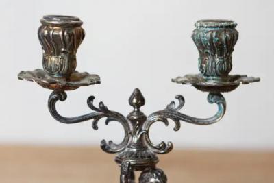 Pair of German Late 19th Century Jugendstil Silver Plated WMF Cherub Candelabras