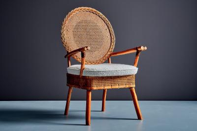 Pair of German Lounge Chairs with new Boucle Upholstery