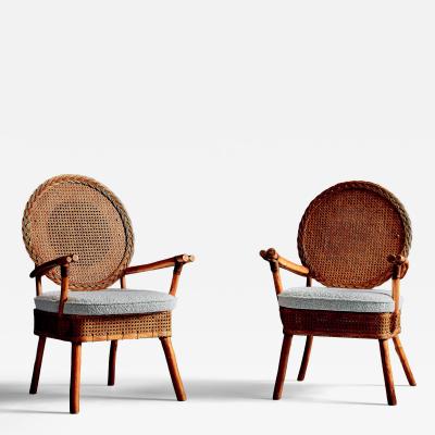 Pair of German Lounge Chairs with new Boucle Upholstery