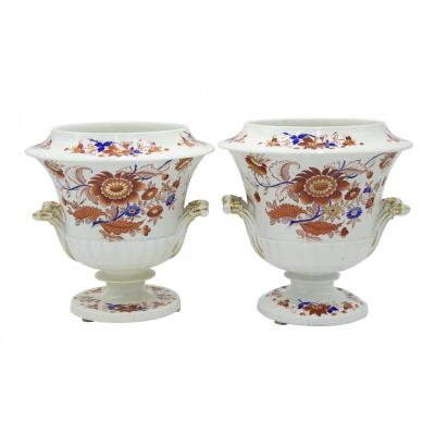 Pair of German Lowenstaff Floral Porcelain Urns