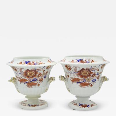 Pair of German Lowenstaff Floral Porcelain Urns