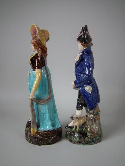 Pair of German Majolica Lady And Gent Figures