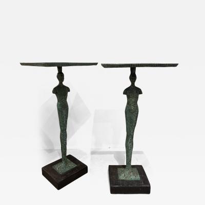 Pair of Giacometti style occasional tables