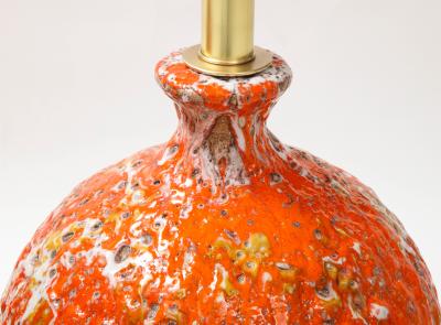 Pair of Giant Italian Volcanic Glazed Ceramic lamps 