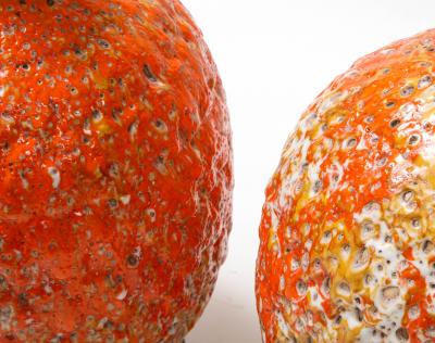 Pair of Giant Italian Volcanic Glazed Ceramic lamps 
