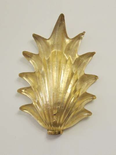 Pair of Gilded Leaf Murano Glass Wall Sconces