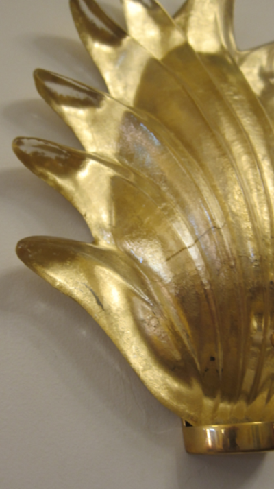 Pair of Gilded Leaf Murano Glass Wall Sconces
