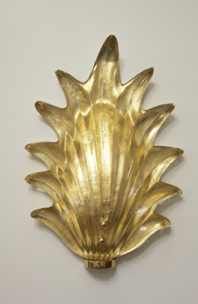 Pair of Gilded Leaf Murano Glass Wall Sconces
