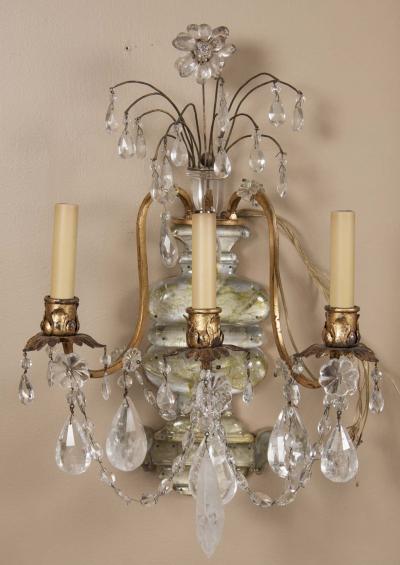 Pair of Gilded Rock Crystal Sconces