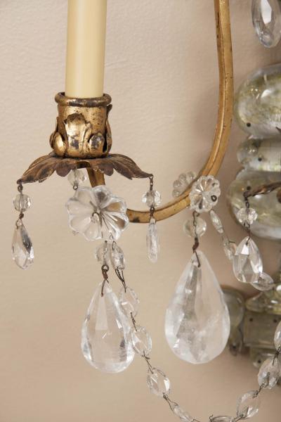 Pair of Gilded Rock Crystal Sconces