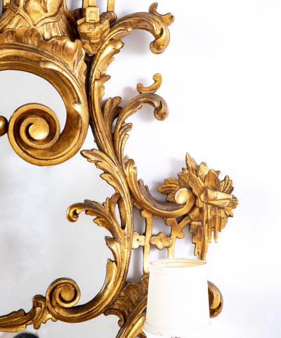 Pair of Gilded Rococo Three Arm English Sconces