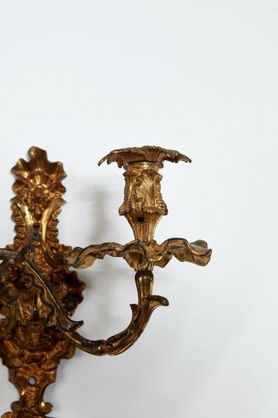 Pair of Gilt Brass Rococo Sconces
