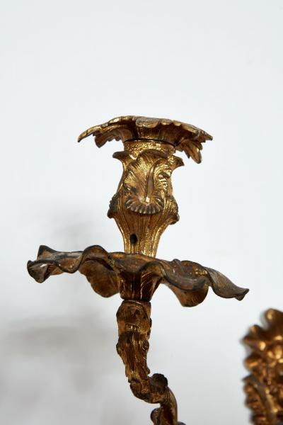 Pair of Gilt Brass Rococo Sconces