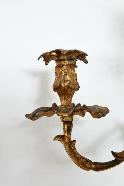Pair of Gilt Brass Rococo Sconces