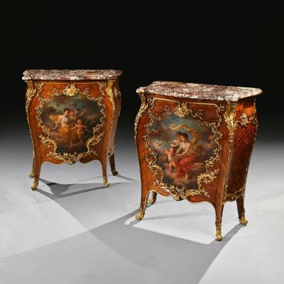 Pair of Gilt Bronze Mounted 19th Century French Kingwood Commodes