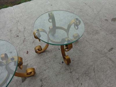 Pair of Gilt Italian Wrought Iron Side Tables