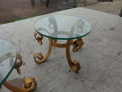 Pair of Gilt Italian Wrought Iron Side Tables
