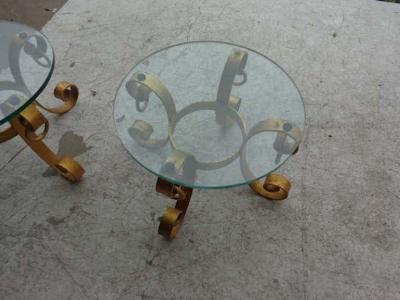 Pair of Gilt Italian Wrought Iron Side Tables