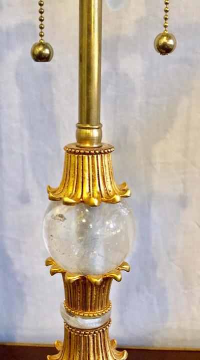 Pair of Gilt Metal and Rock Crystal Bagu s Style Table Lamps