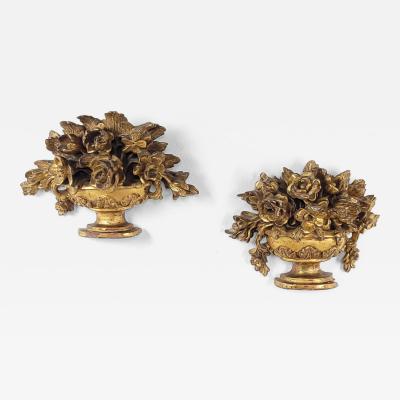 Pair of Giltwood Floral Urn Plaques France 19th century