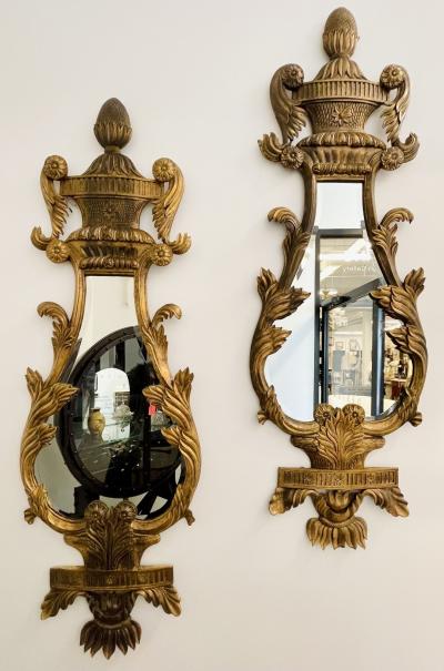 Pair of Giltwood Mirrors Wall Console or Pier Mirrors Italian 1960s