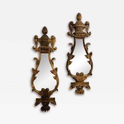 Pair of Giltwood Mirrors Wall Console or Pier Mirrors Italian 1960s