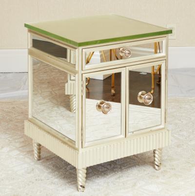 Pair of Giltwood and Mirrored Night Stands