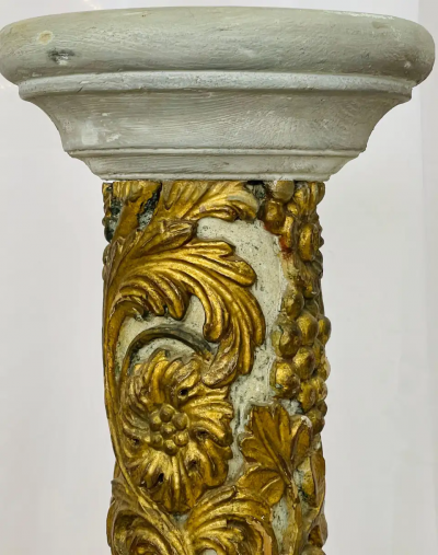 Pair of Giltwood and Paint Decorated Italian Columns Pedestals Gustavian Style