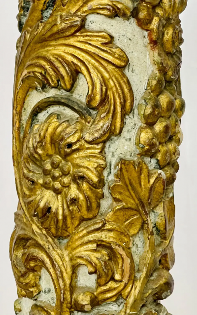 Pair of Giltwood and Paint Decorated Italian Columns Pedestals Gustavian Style