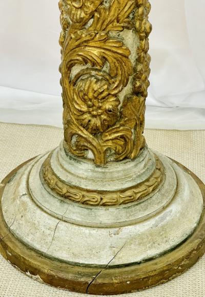 Pair of Giltwood and Paint Decorated Italian Columns Pedestals Gustavian Style