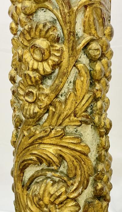 Pair of Giltwood and Paint Decorated Italian Columns Pedestals Gustavian Style