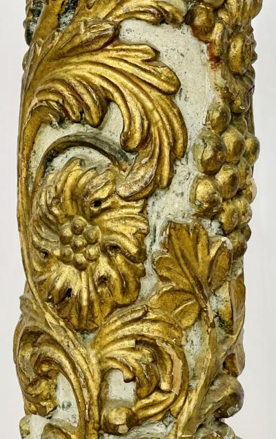 Pair of Giltwood and Paint Decorated Italian Columns Pedestals Gustavian Style