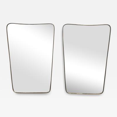 Pair of Gio Ponti Style Italian Brass Mirrors