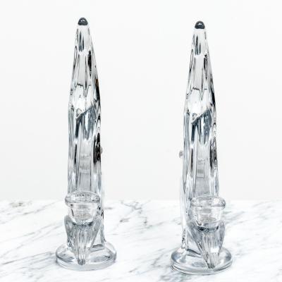Pair of Glass Spiral Statues