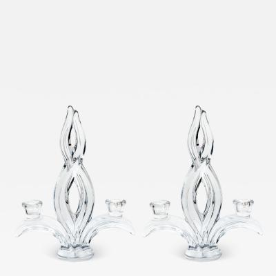 Pair of Glass Spiral Statues