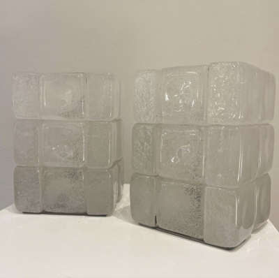 Pair of Glass Tables Lamps by Poliarte Italy 1970s