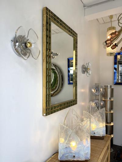 Pair of Glass and Metal Flower Sconces Italy 1970s