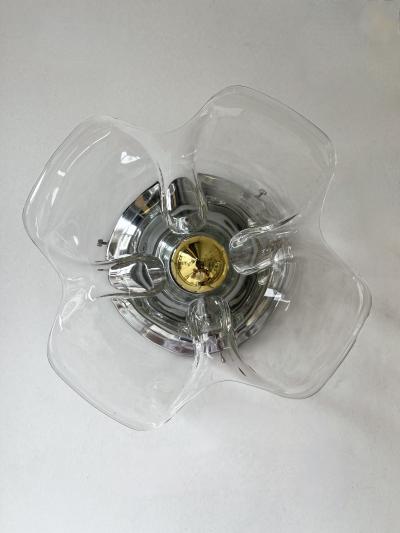 Pair of Glass and Metal Flower Sconces Italy 1970s