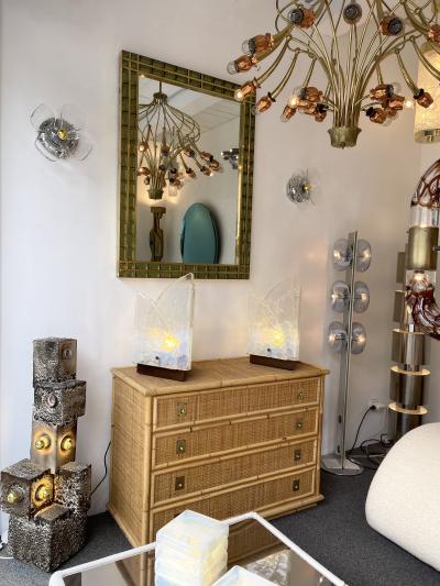 Pair of Glass and Metal Flower Sconces Italy 1970s