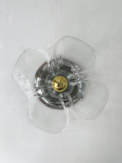 Pair of Glass and Metal Flower Sconces Italy 1970s